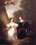 Asher Brown Durand Portrait of the Artist-s Wife and her sister oil painting on canvas